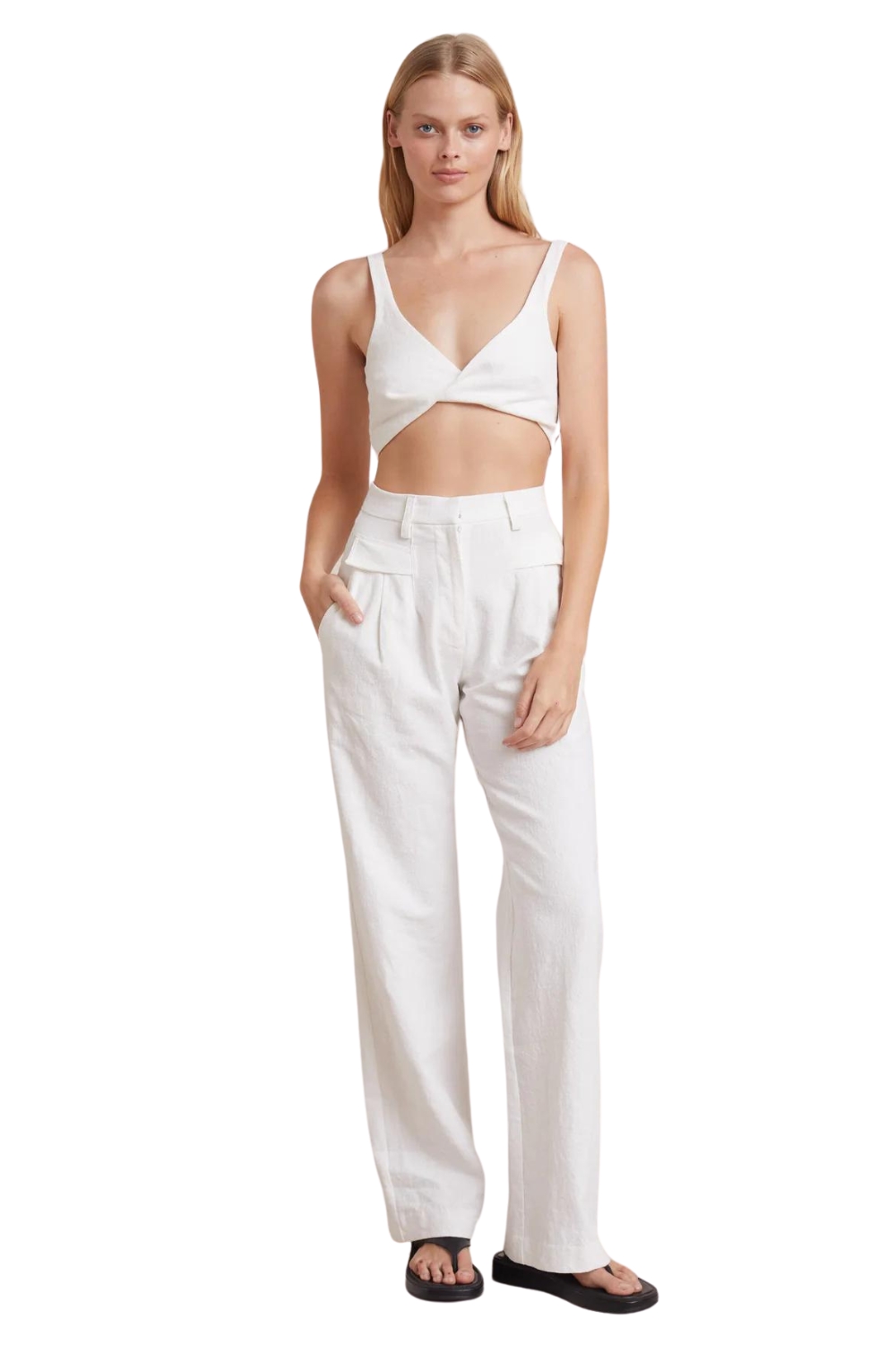 Flap Pocket White Comfy Trouser BY Styched - Clothing available at DOYUF